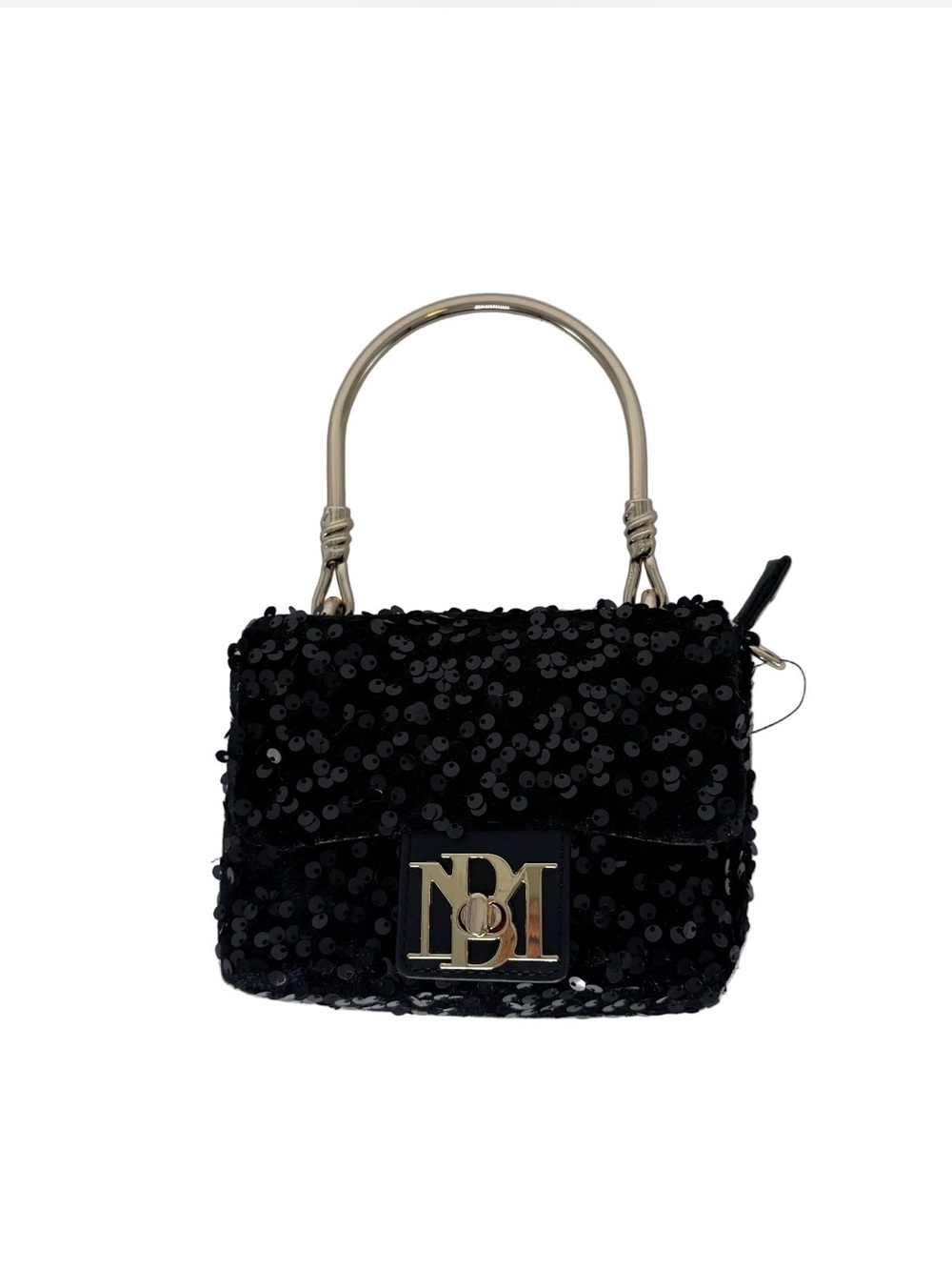 Badgley Mischka Black Sequin Metal Top-Handle Mini Bag with Gold Hardware- NWT!
